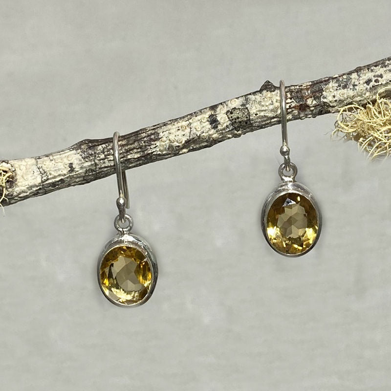 Faceted Oval Citrine Earrings