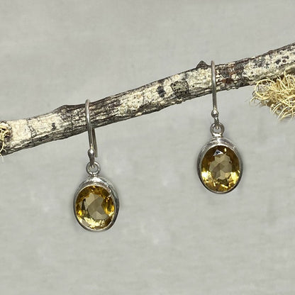 Faceted Oval Citrine Earrings