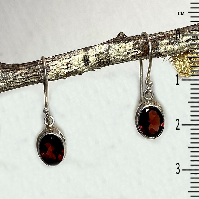 Faceted Oval Garnet Earrings