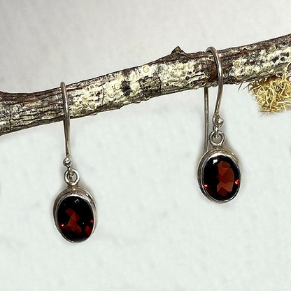 Faceted Oval Garnet Earrings