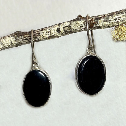 Oval Black Onyx Earrings