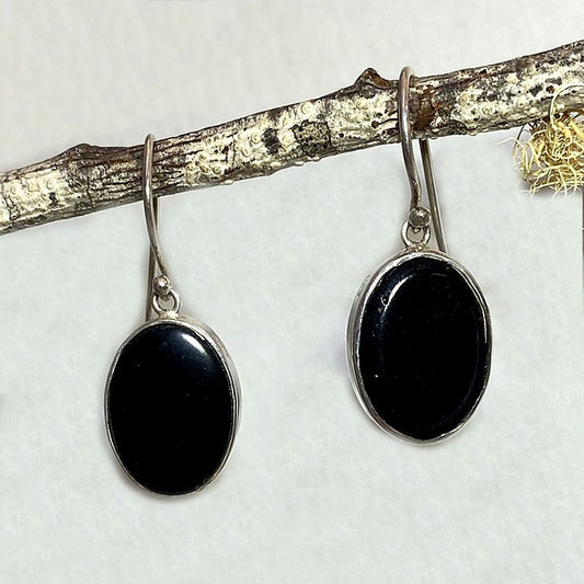 Oval Black Onyx Earrings