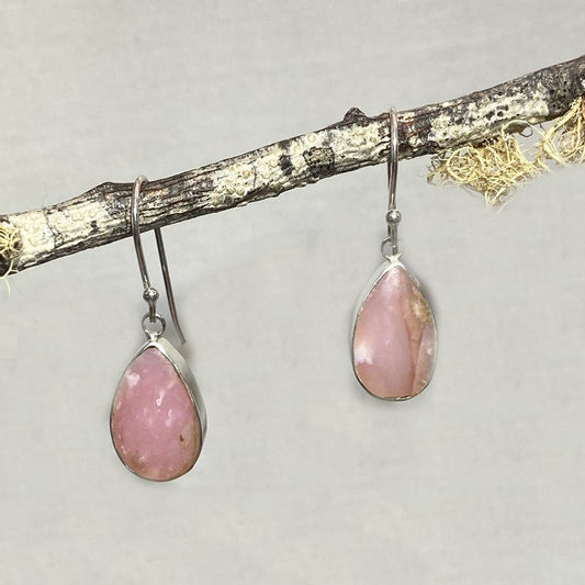 Teardrop Pink Opal Earrings