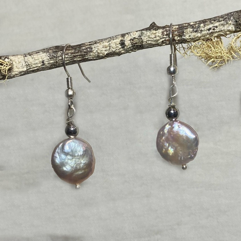 Round Keshi Pearl Earrings