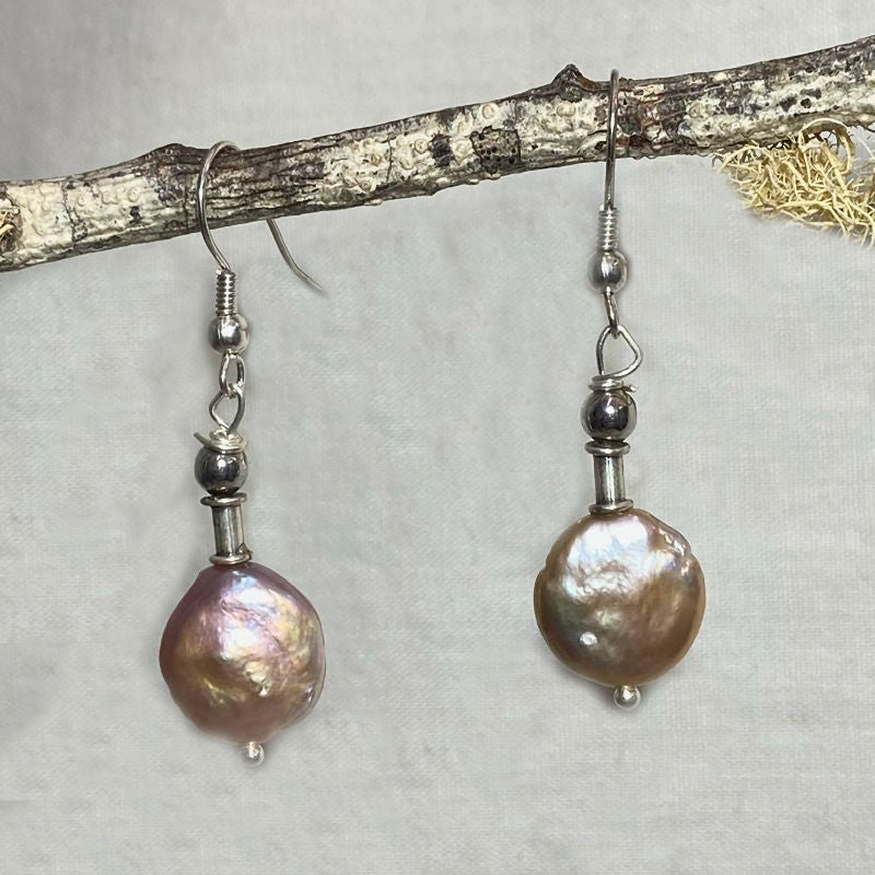 Round Keshi Pearl Earrings