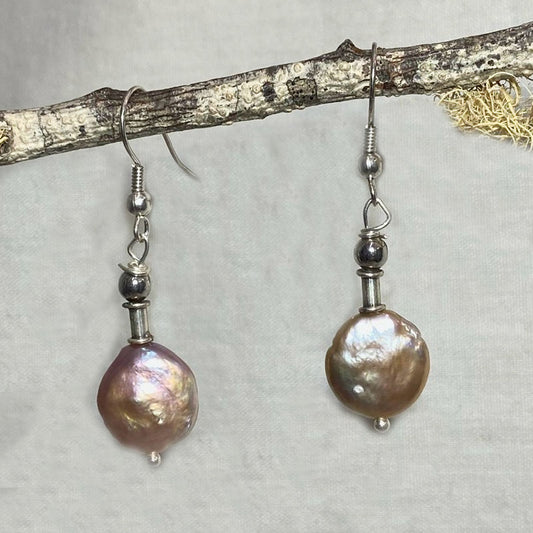 Round Keshi Pearl Earrings