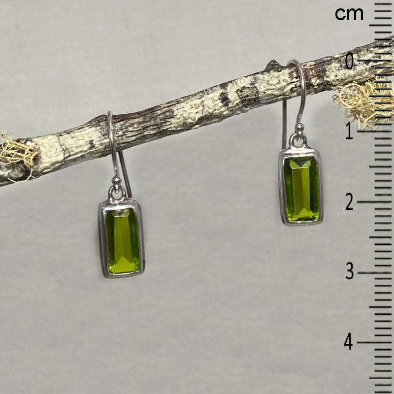 Faceted Rectangle Peridot Earrings