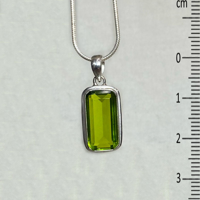 Faceted Rectangle Peridot Pendant