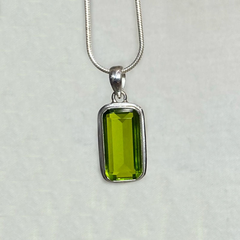 Faceted Rectangle Peridot Pendant