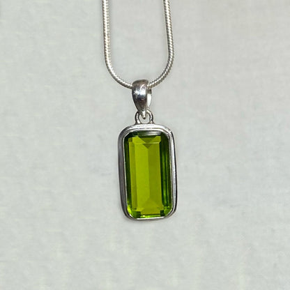 Faceted Rectangle Peridot Pendant