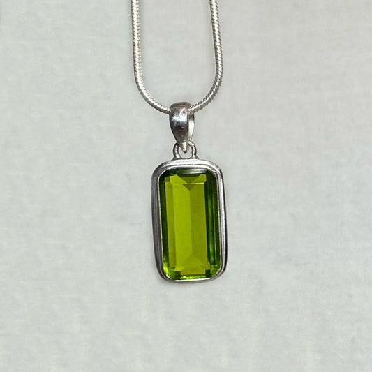 Faceted Rectangle Peridot Pendant