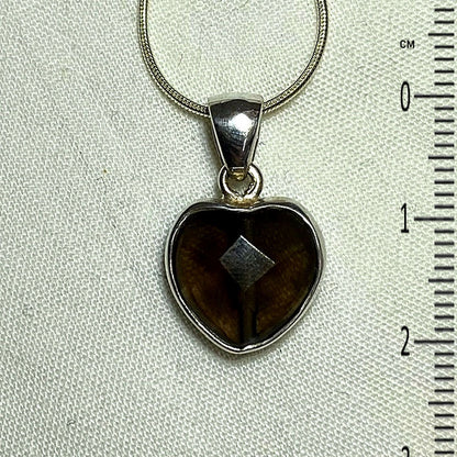 Faceted Smokey Quartz Heart Pendant