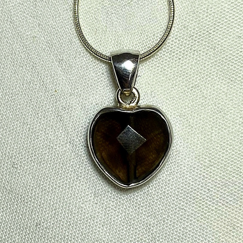 Faceted Smokey Quartz Heart Pendant
