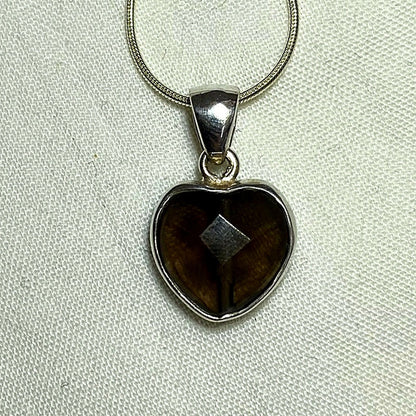 Faceted Smokey Quartz Heart Pendant