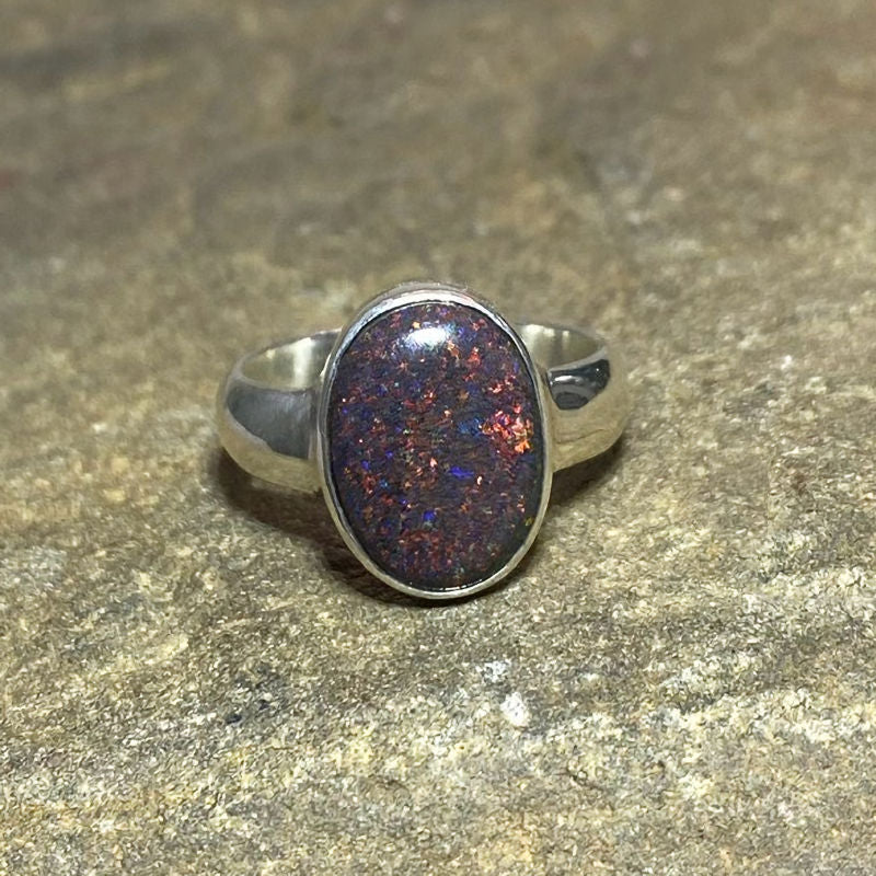 Oval Andamooka Opal Ring- Size 8.5