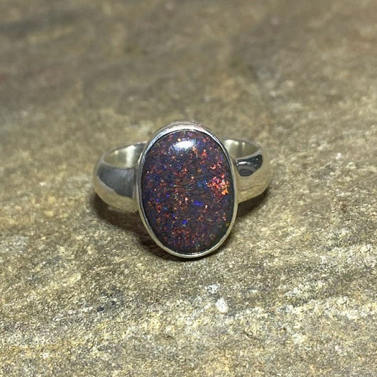Oval Andamooka Opal Ring- Size 8.5