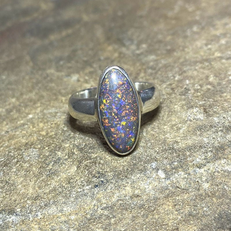 Oval Andamooka Opal Ring- Size 8.5