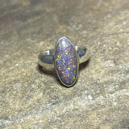 Oval Andamooka Opal Ring- Size 8.5