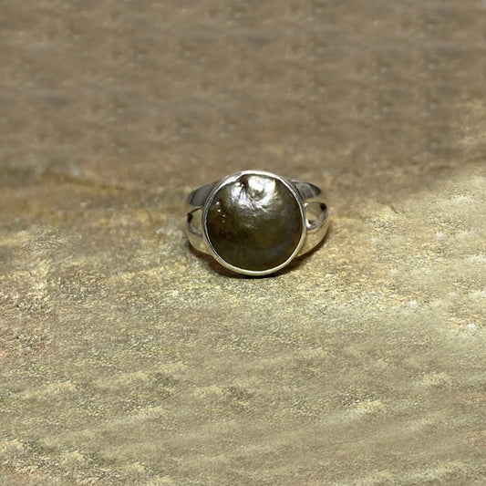 Iridescent Round Keshi Pearl Ring- Size 9