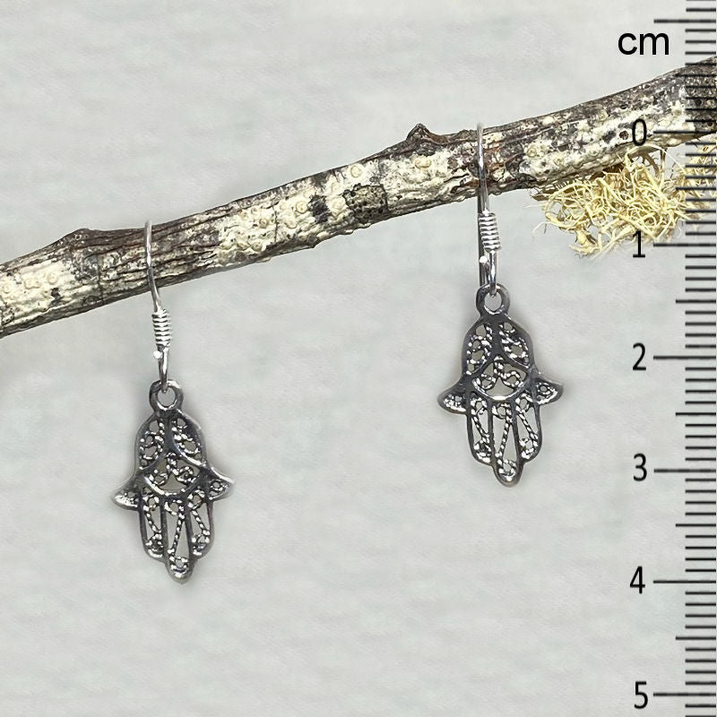 Sterling Silver Hamsa Hand Earrings