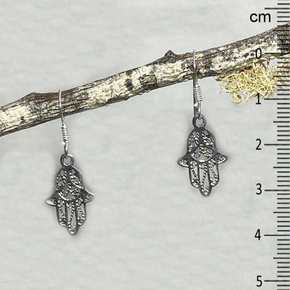 Sterling Silver Hamsa Hand Earrings