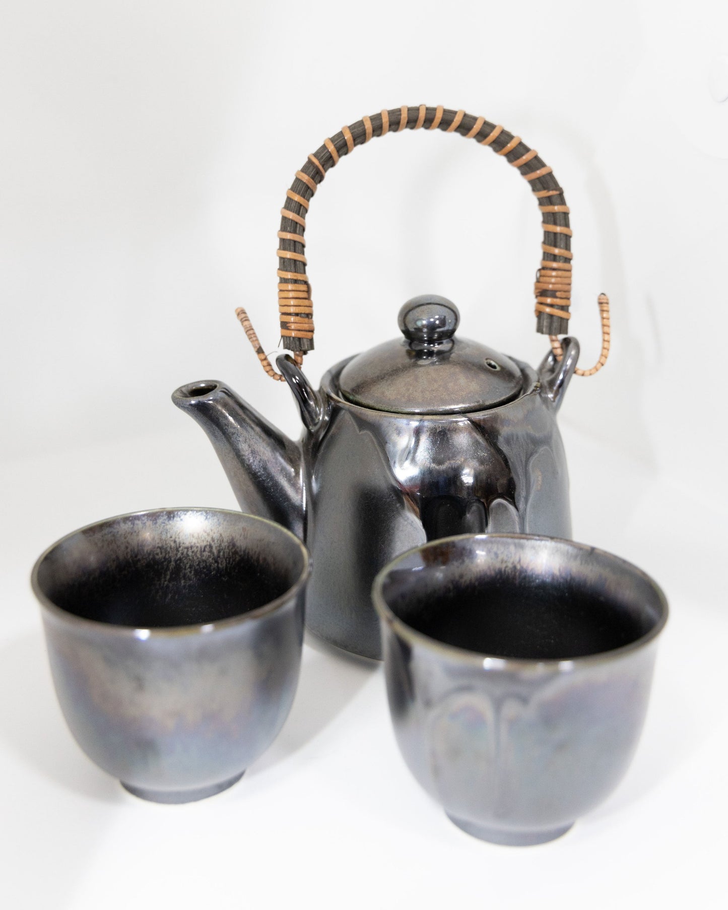 Traditional Japanese Teapot Set - Silver Chrome