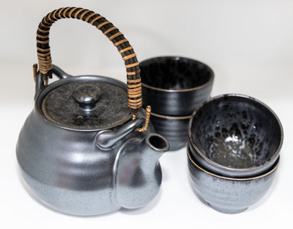 Traditional Japanese Teapot Set - Black