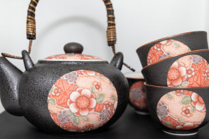 Traditional Japanese Teapot Set - Pink Floral