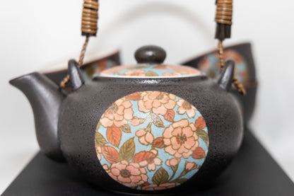 Traditional Japanese Teapot Set - Pink & Blue Floral