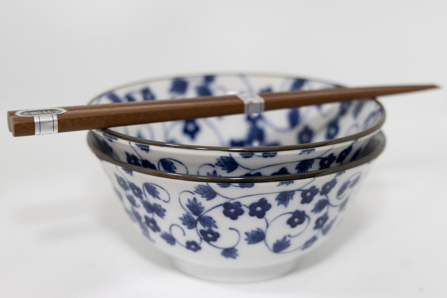 Japanese Bowl Set & Chopsticks - White & Blue