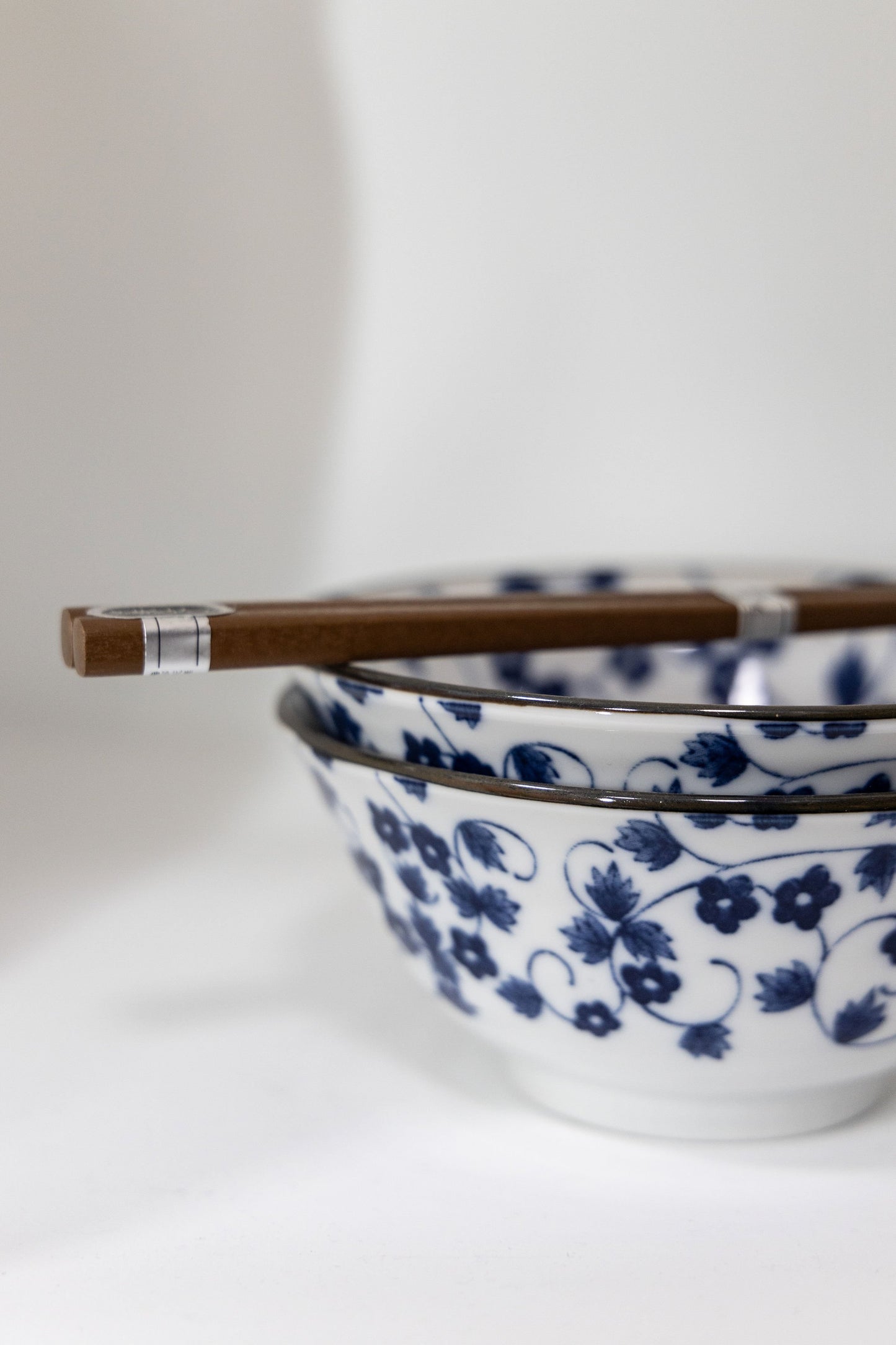 Japanese Bowl Set & Chopsticks - White & Blue