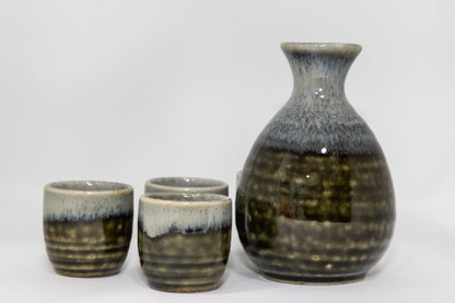 Traditional Japanese Sake Set - Green & Blue