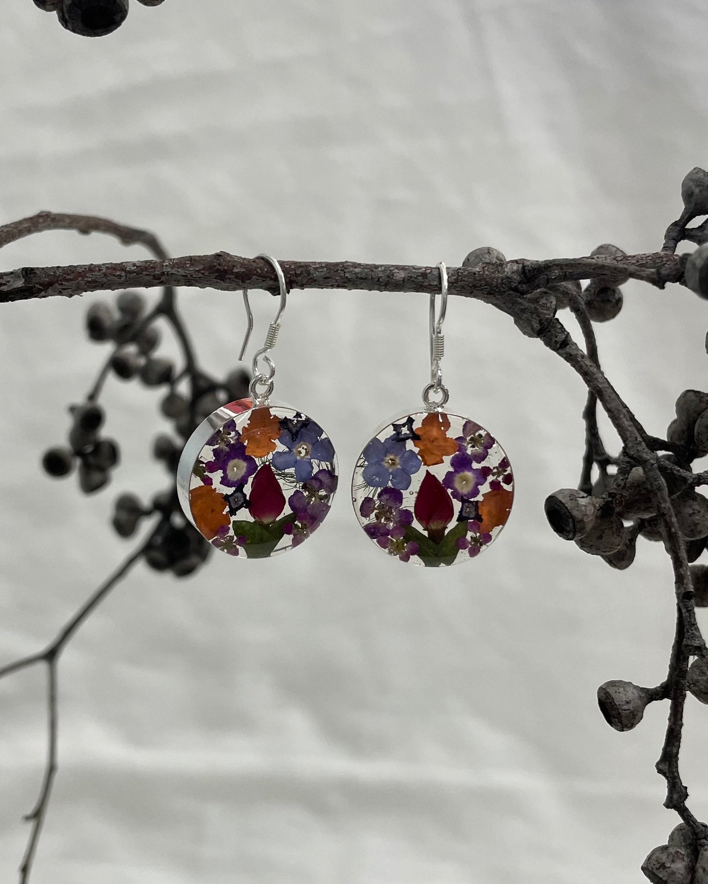 Mexican Flowers Garden Round Earrings